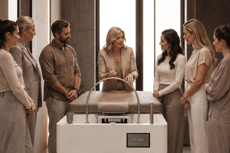 Professionelle SHAZAY HeadSpa Schulung mit kleiner Gruppe an der BRILLIANT Liege